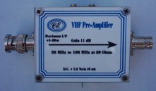 [Photograph of VHF Preamplifier showing connectors]