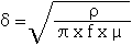 [equation for skin depth]